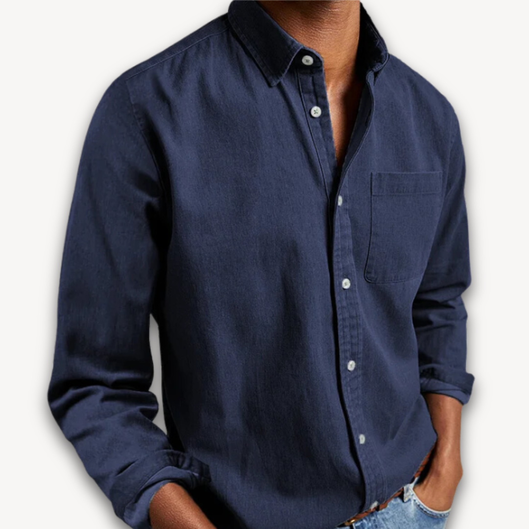Clara Vienne | Men's Cotton Button-Up Shirt - Casual Long Sleeve