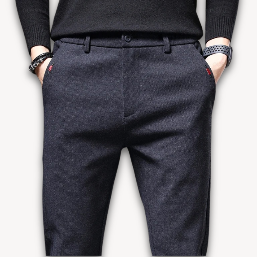Clara Vienne | Men's Wool Blend Slim Fit Trousers - Casual Business Pants