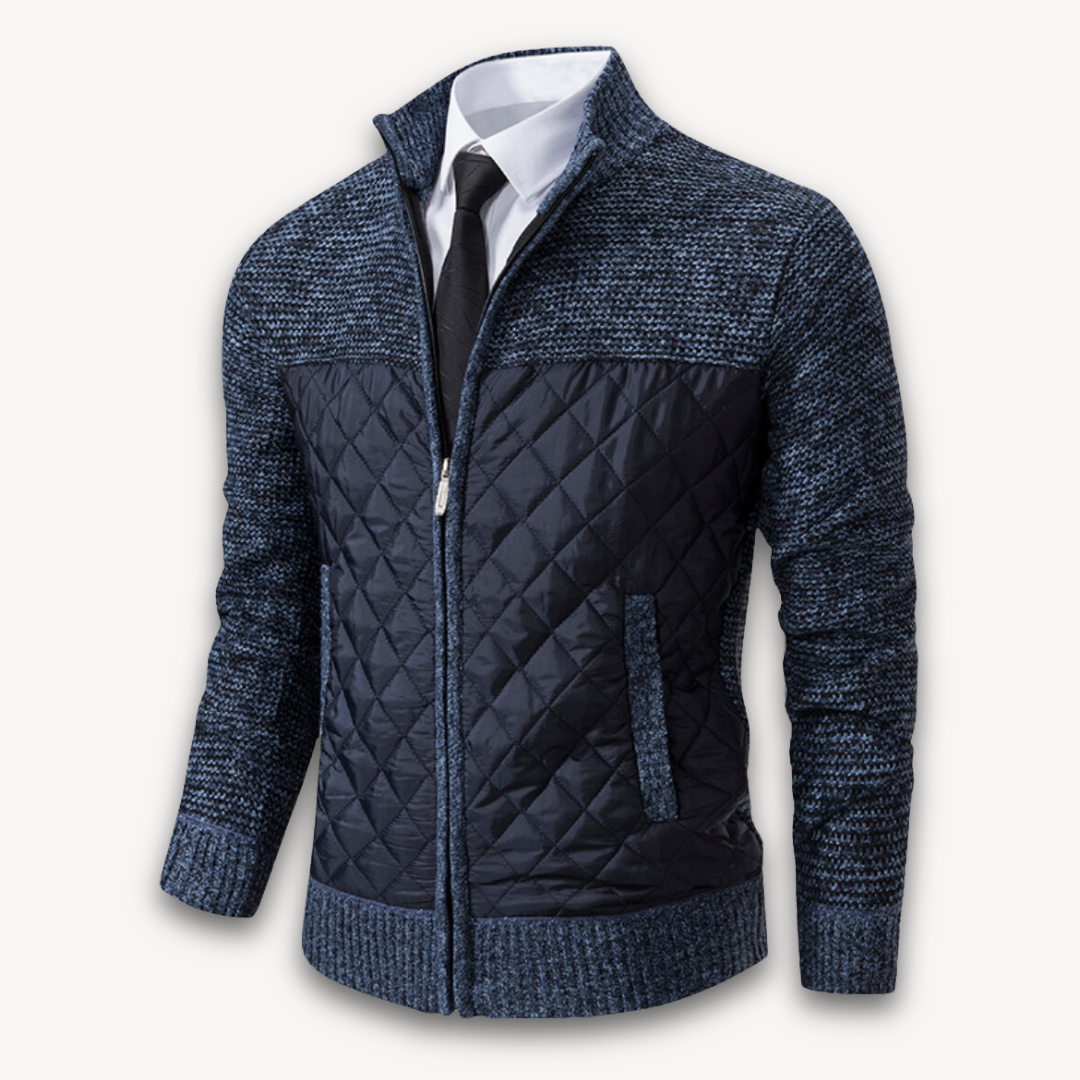 Clara Vienne | Men's Quilted Jacket with Knitted Sleeves - Warm Casual Outerwear
