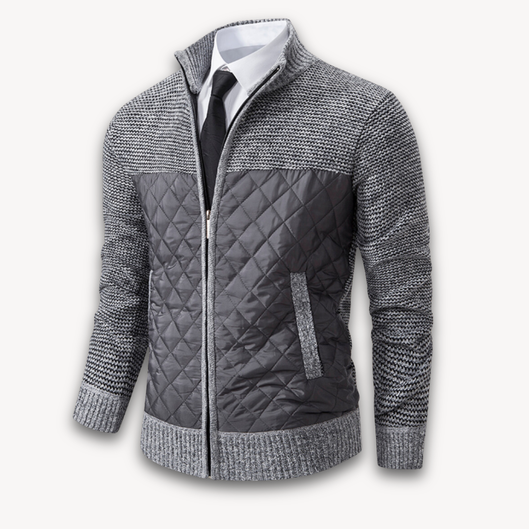 Clara Vienne | Men's Quilted Jacket with Knitted Sleeves - Warm Casual Outerwear