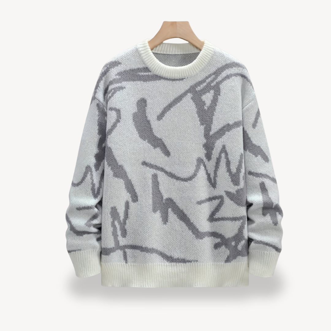 Men's Abstract Pattern Knit Sweater | Clara Vienne