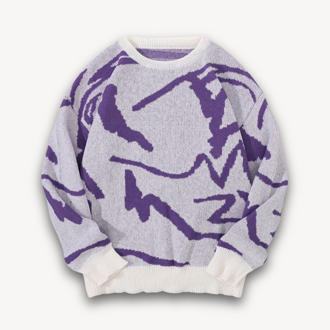 Clara Vienne | Men's Abstract Knit Sweater - Cotton, Casual Streetwear