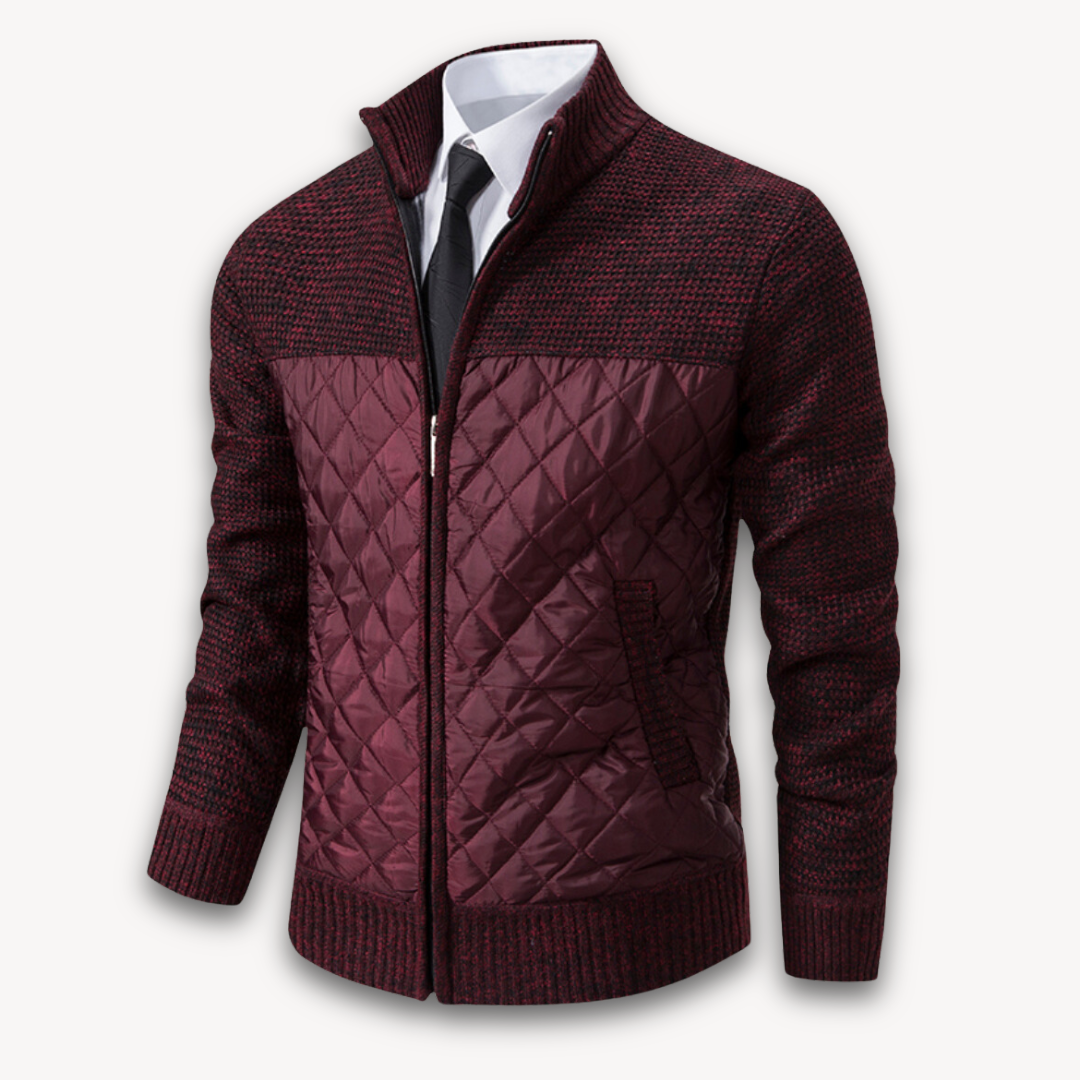 Clara Vienne | Men's Quilted Jacket with Knitted Sleeves - Warm Casual Outerwear