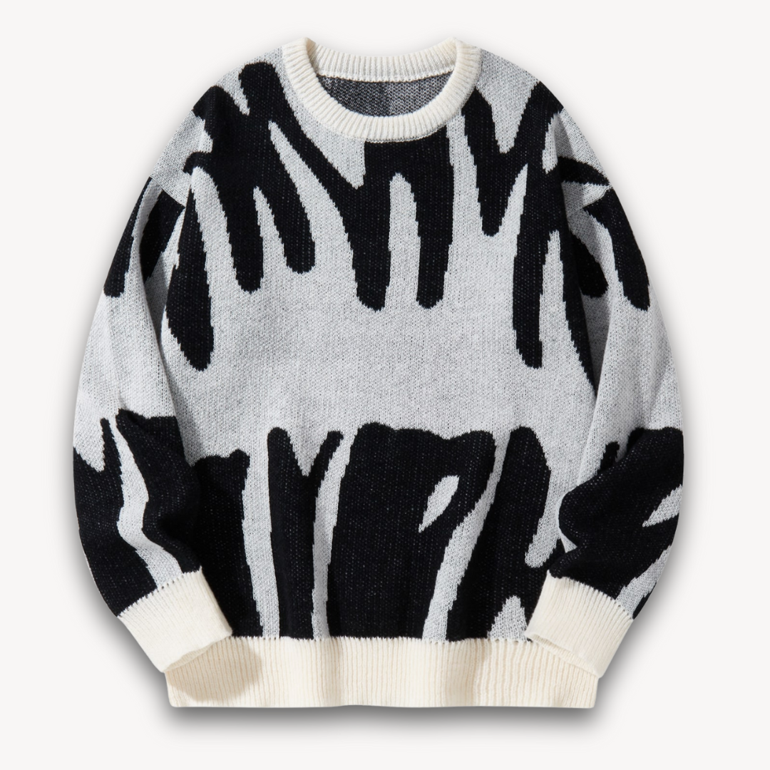 Clara Vienne | Men's Wool Graphic Knit Sweater - Stylish Crewneck