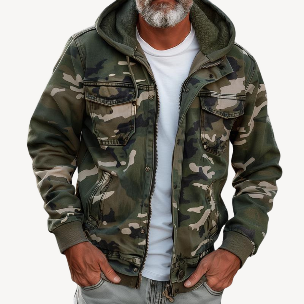 Men's Camouflage Jacket with Hoodie | Clara Vienne