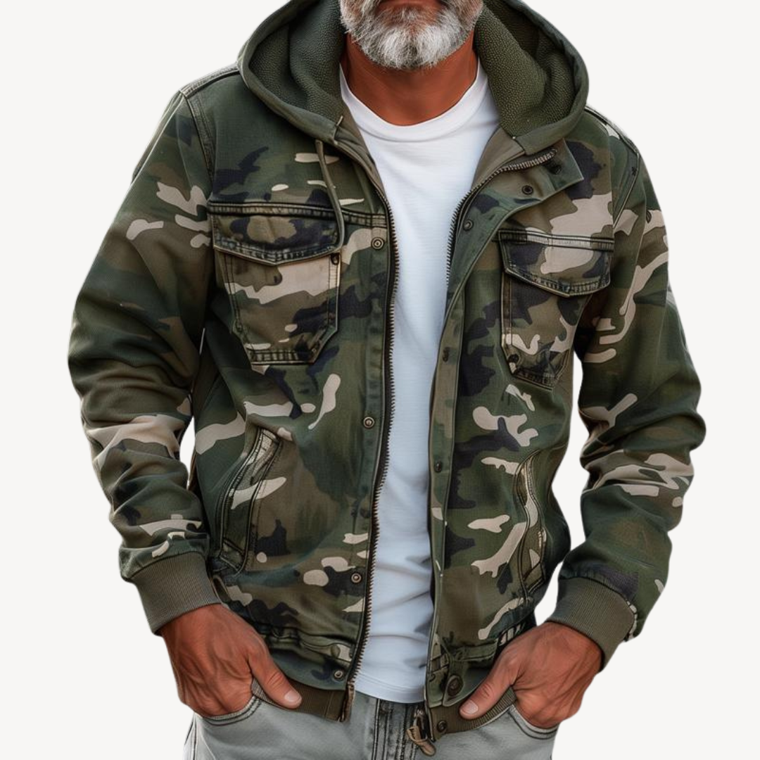Men's Camouflage Jacket with Hoodie | Clara Vienne