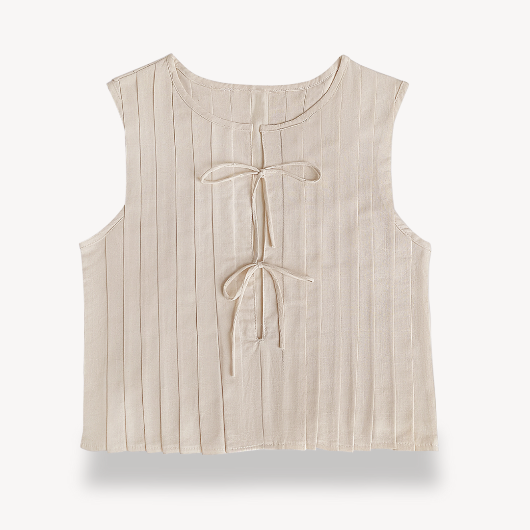 Clara Vienne | Women's Linen Pleated Tie-Front Top