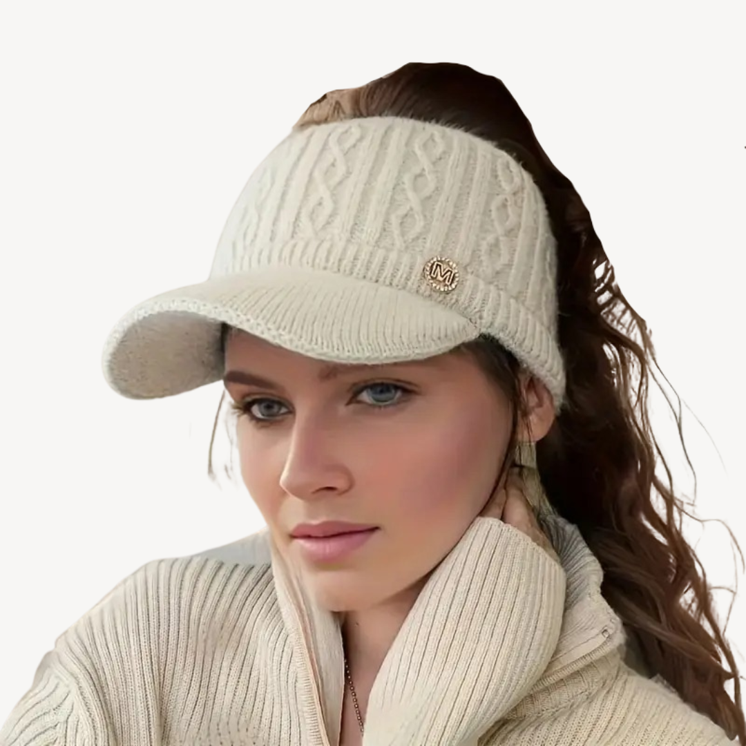 Knit Visor Cap with Ponytail Hole | Clara Vienne