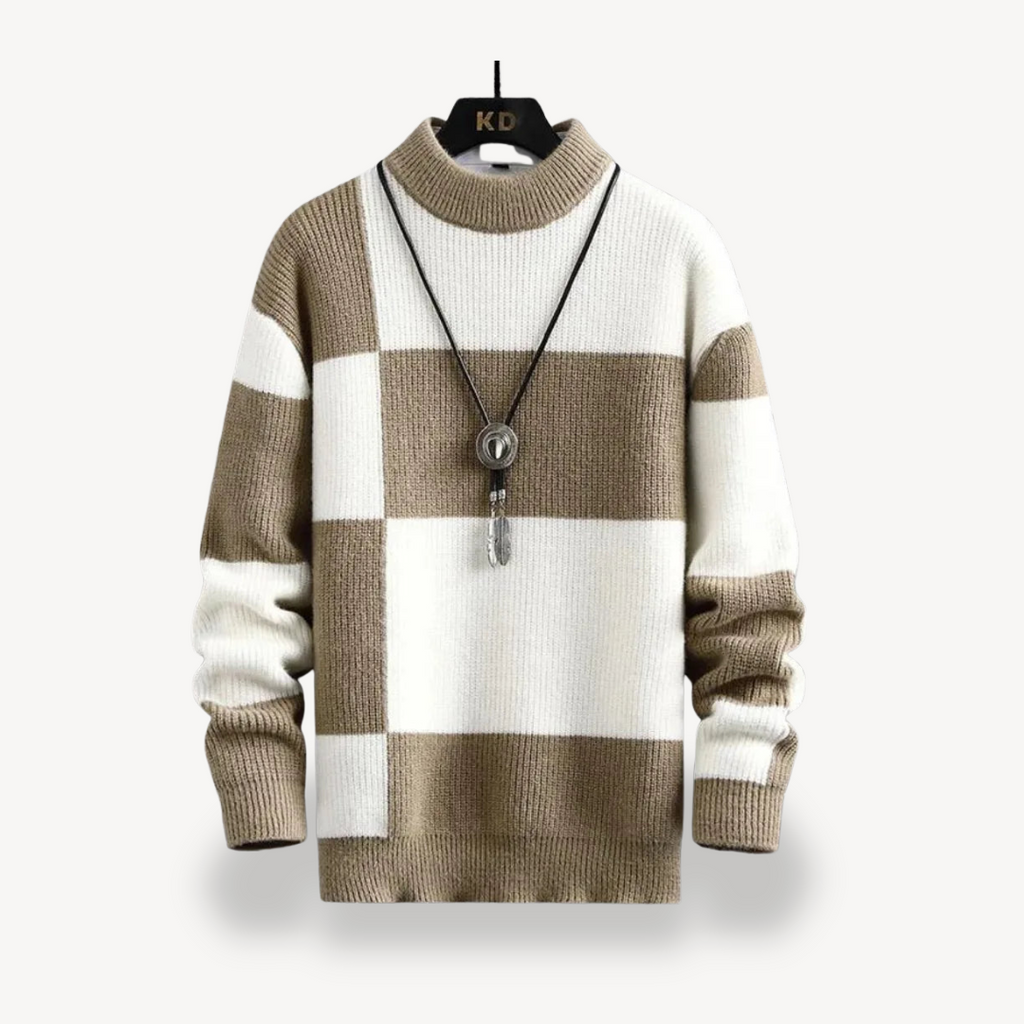 Men's Color Block Turtleneck Sweater | Clara Vienne