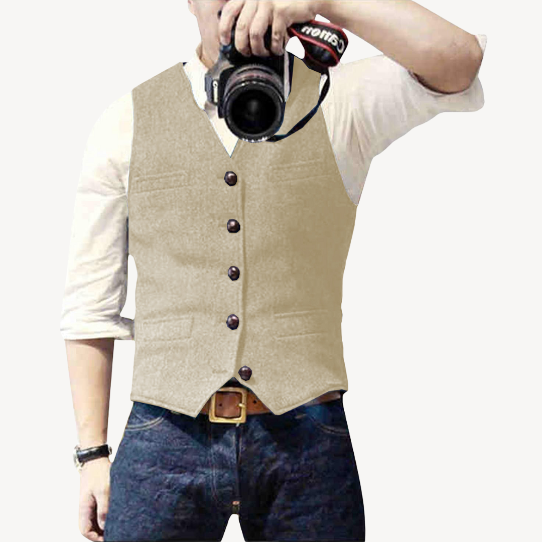 Men's Buttoned Wool Vest | Clara Vienne