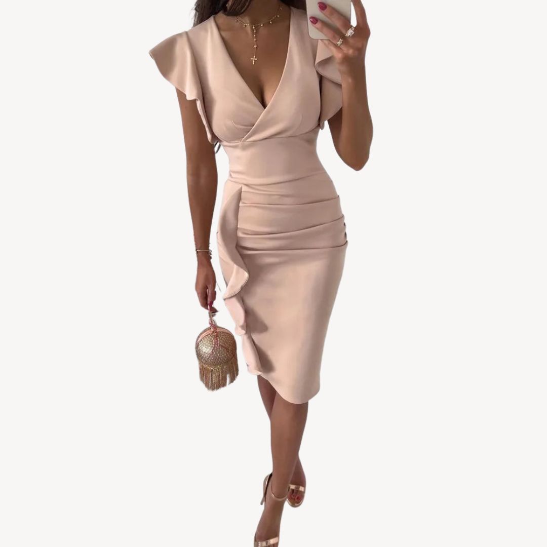 Clara Vienne | Ladies Ruffle Sleeve Bodycon Dress