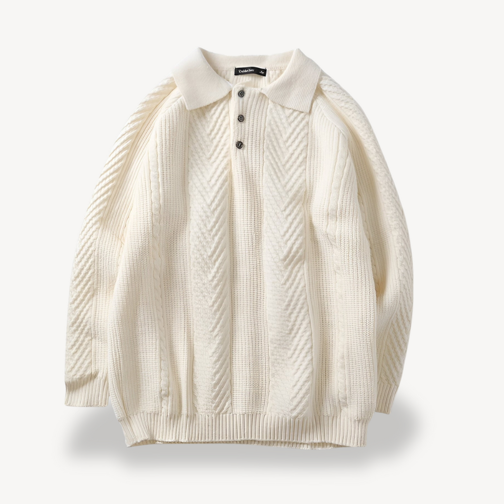 Cable Knit Polo Sweater for Men | Clara Vienne