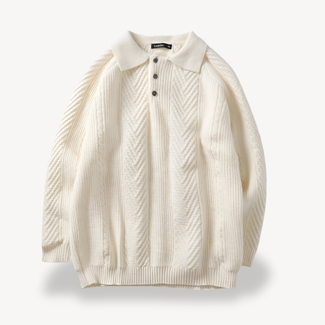 Cable Knit Polo Sweater for Men | Clara Vienne