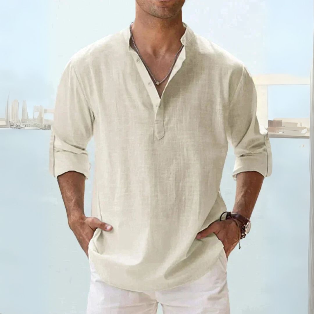Linen Henley Shirt Men | Clara Vienne