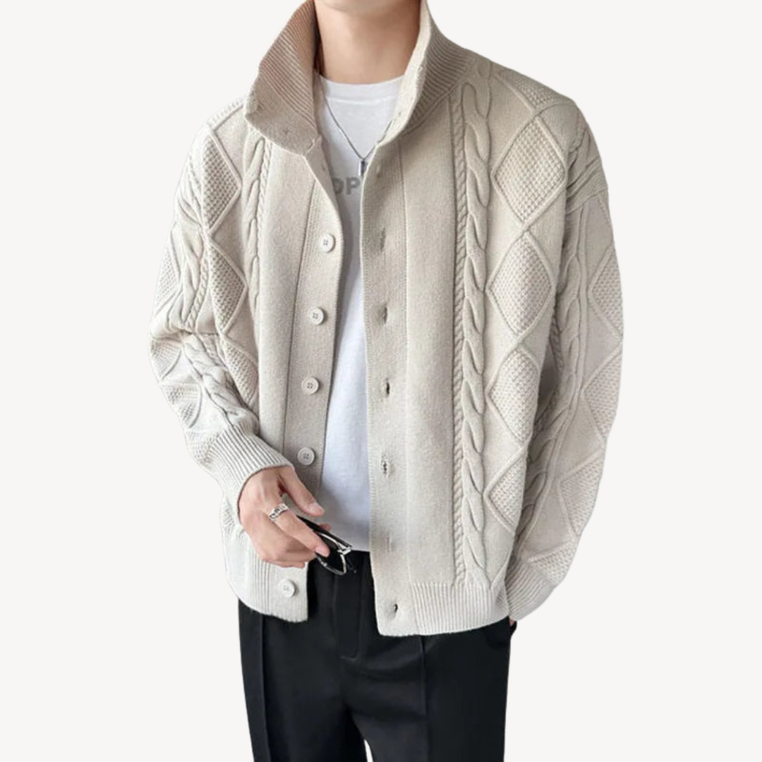 Men's Cable Knit Cardigan Sweater | Clara Vienne