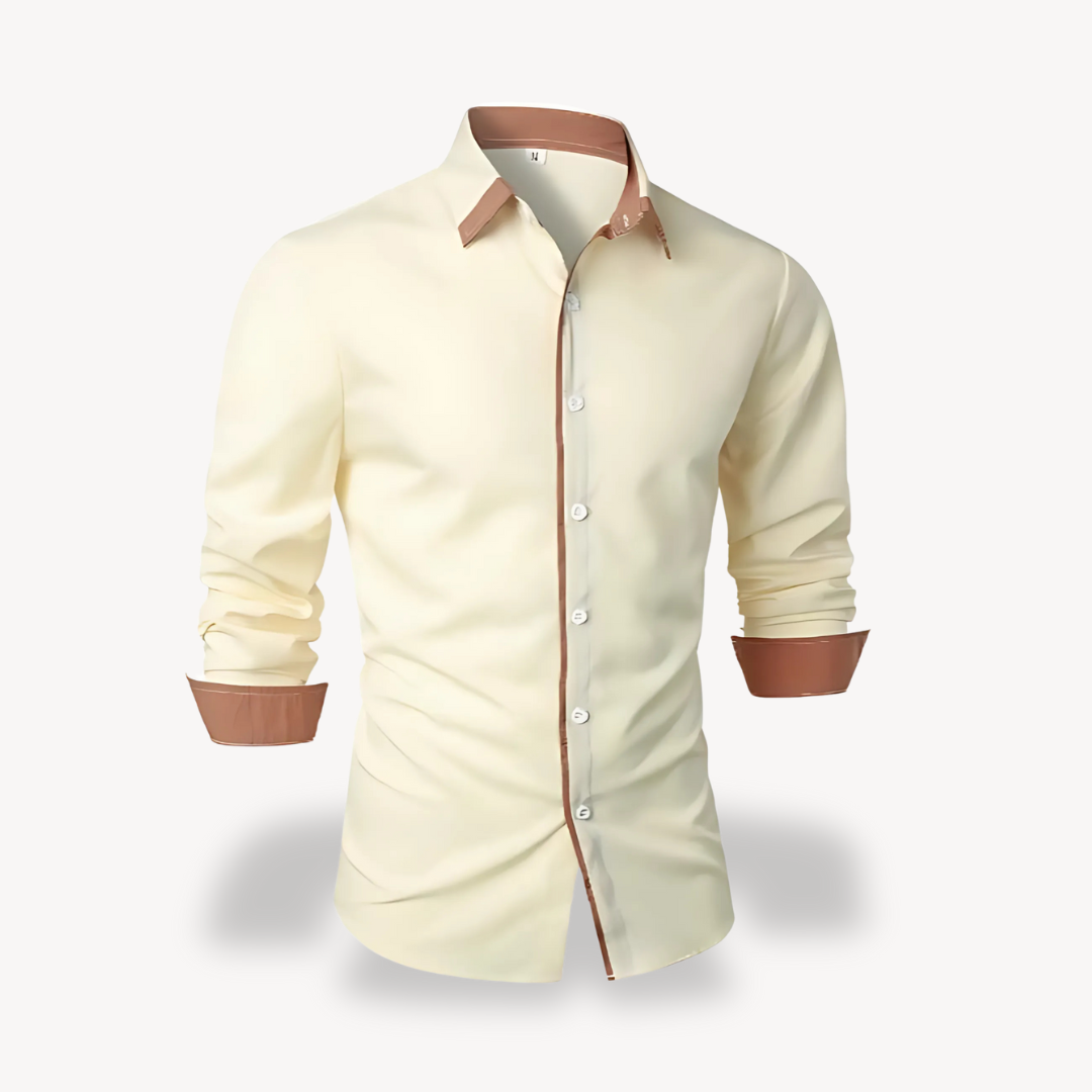 Clara Vienne | Men's Contrast Trim Long Sleeve Dress Shirt