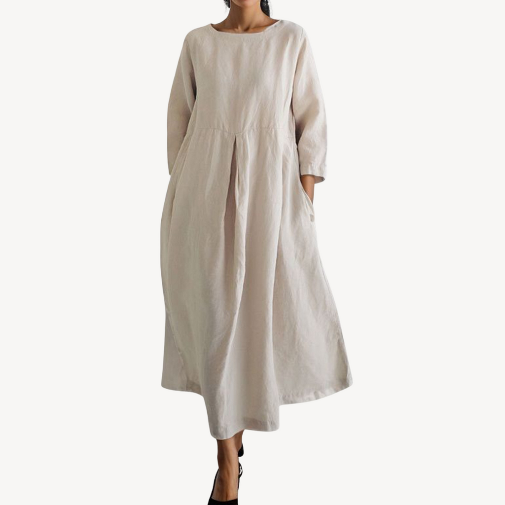 Casual Loose Linen Maxi Dress with Pockets | Clara Vienne