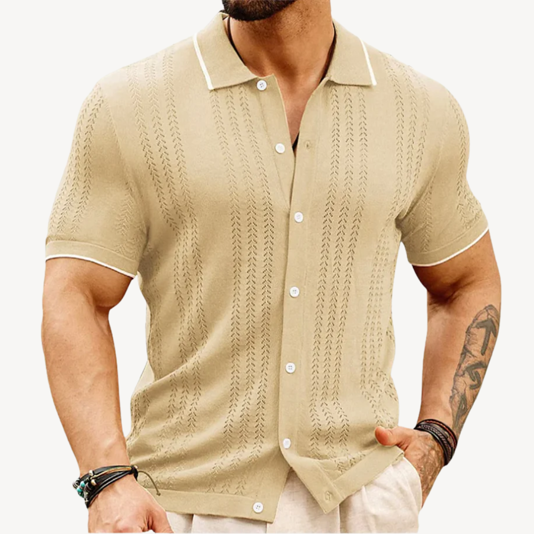 Men's Cable Knit Polo Shirt | Clara Vienne