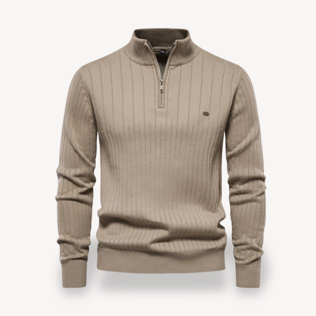 Clara Vienne | Men's Ribbed Knit Cotton Zip Sweater