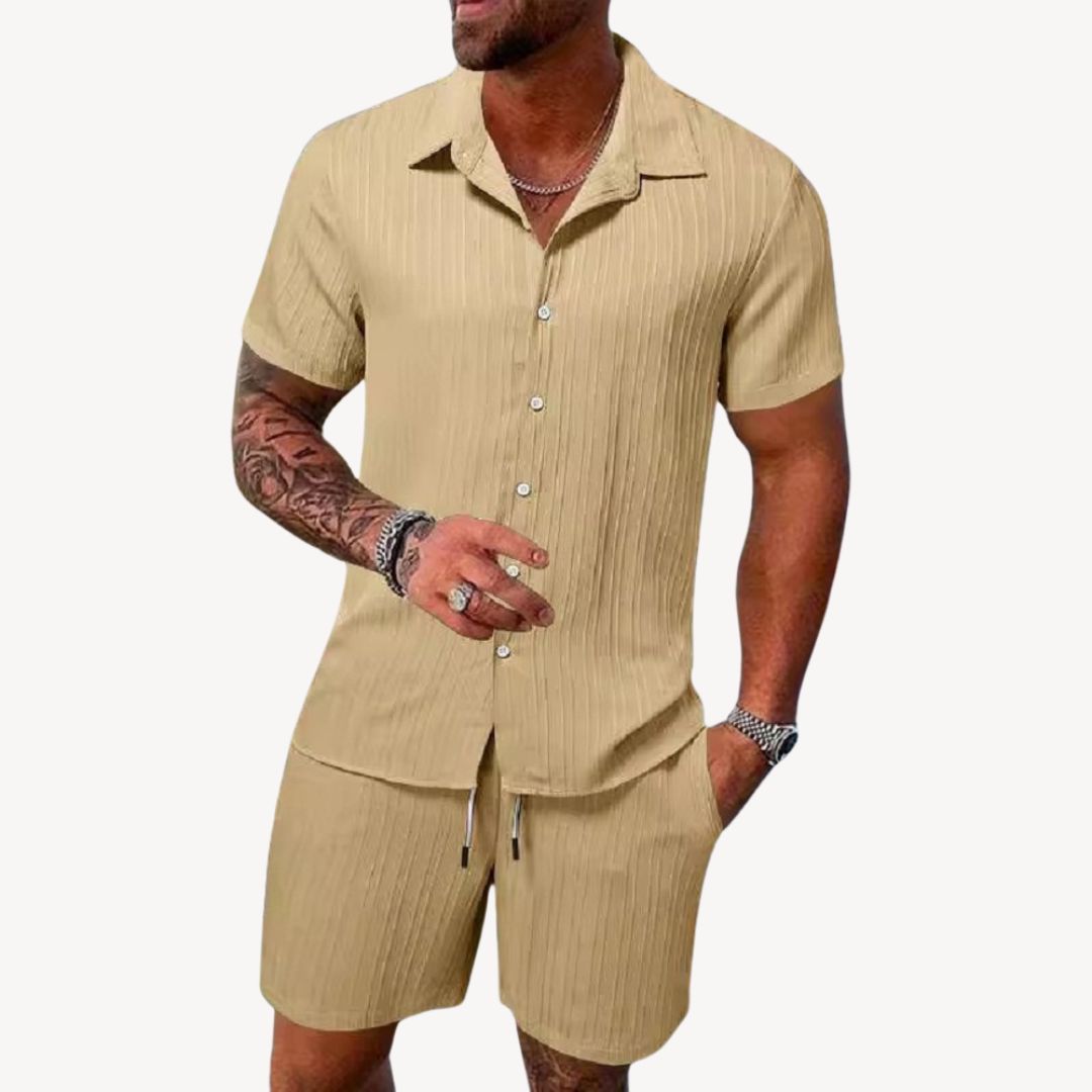 Clara Vienne | Men's Textured Linen Blend Short Set
