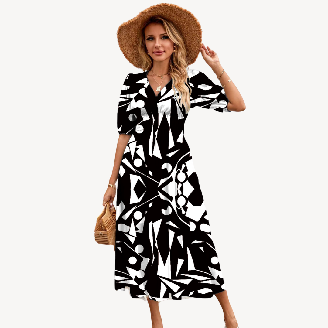 Floral Print V-Neck Midi Dress Women | Clara Vienne