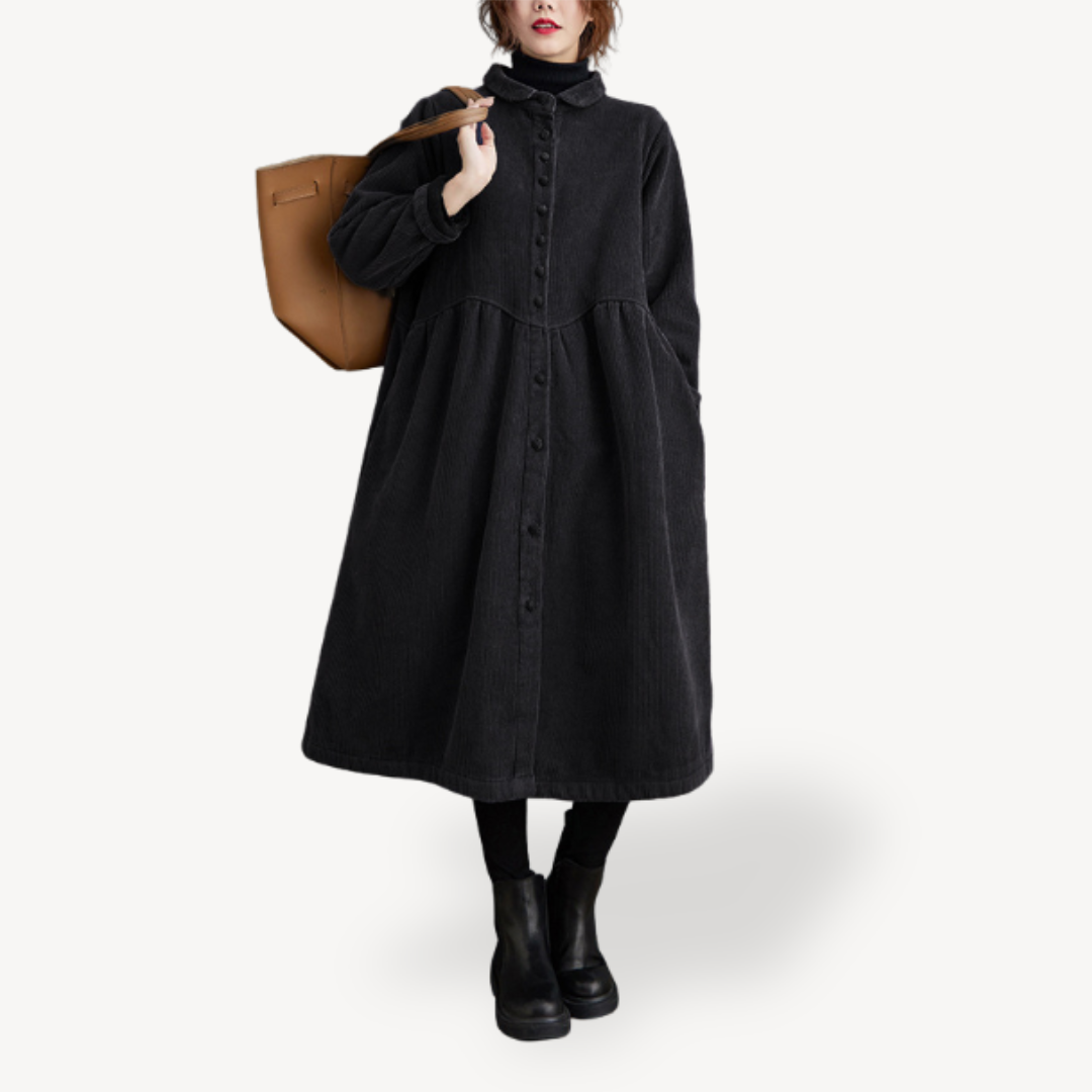Corduroy Shirt Dress Women Long Sleeve Vintage Casual | Clara Vienne