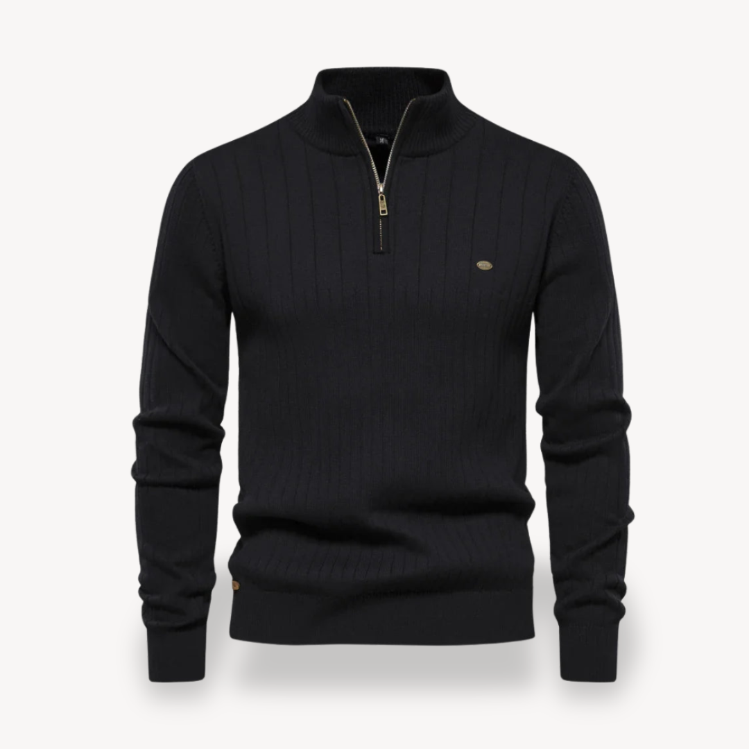 Clara Vienne | Men's Ribbed Knit Cotton Zip Sweater