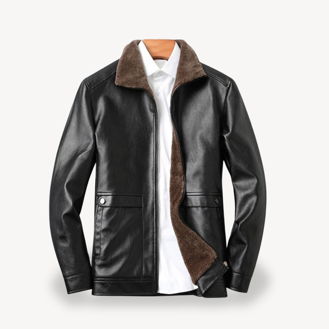 Faux Leather Jacket with Fleece Lining for Men | Clara Vienne