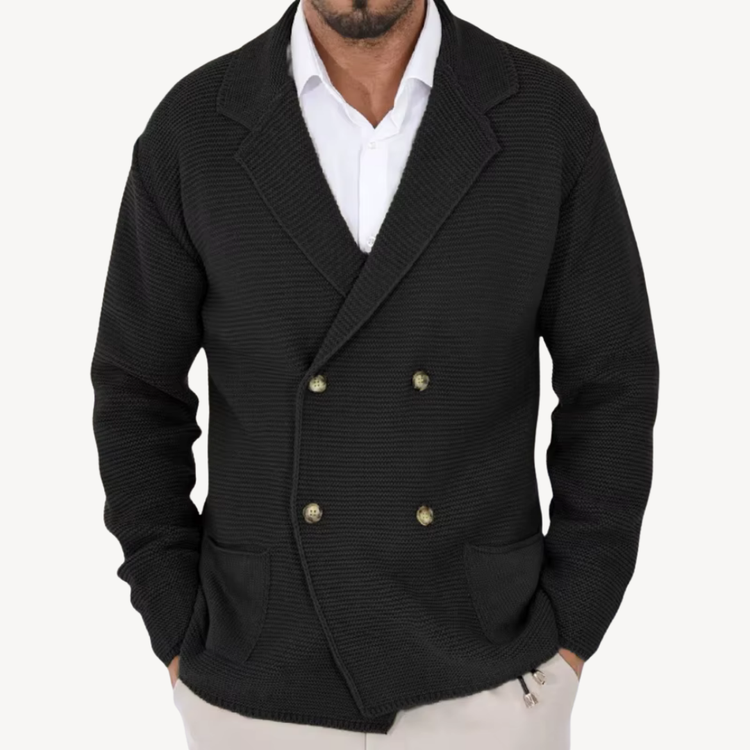 Double-Breasted Knit Cardigan for Men | Clara Vienne