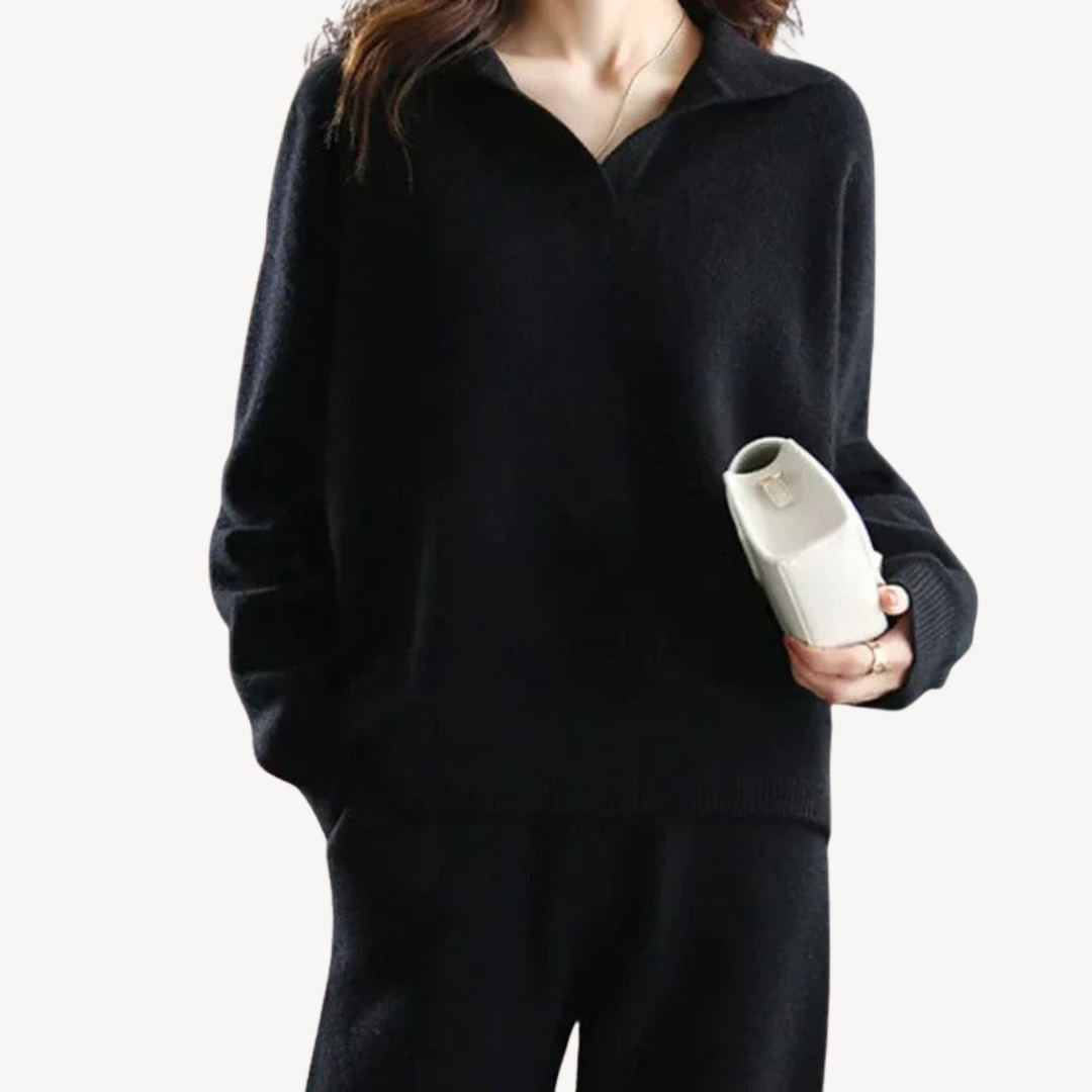 Casual Polo Knit Sweater Set for Women | Clara Vienne