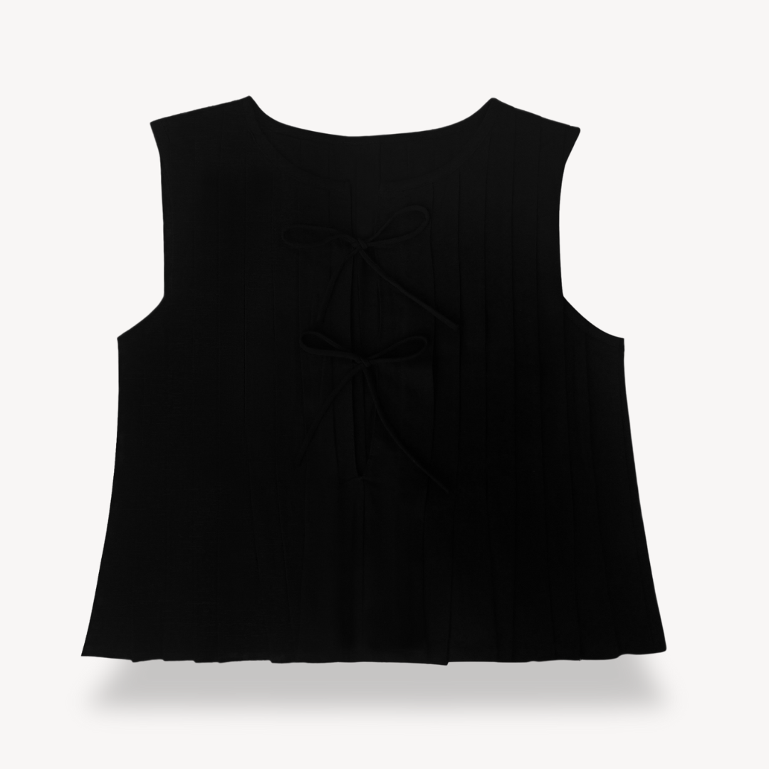 Clara Vienne | Women's Linen Pleated Tie-Front Top