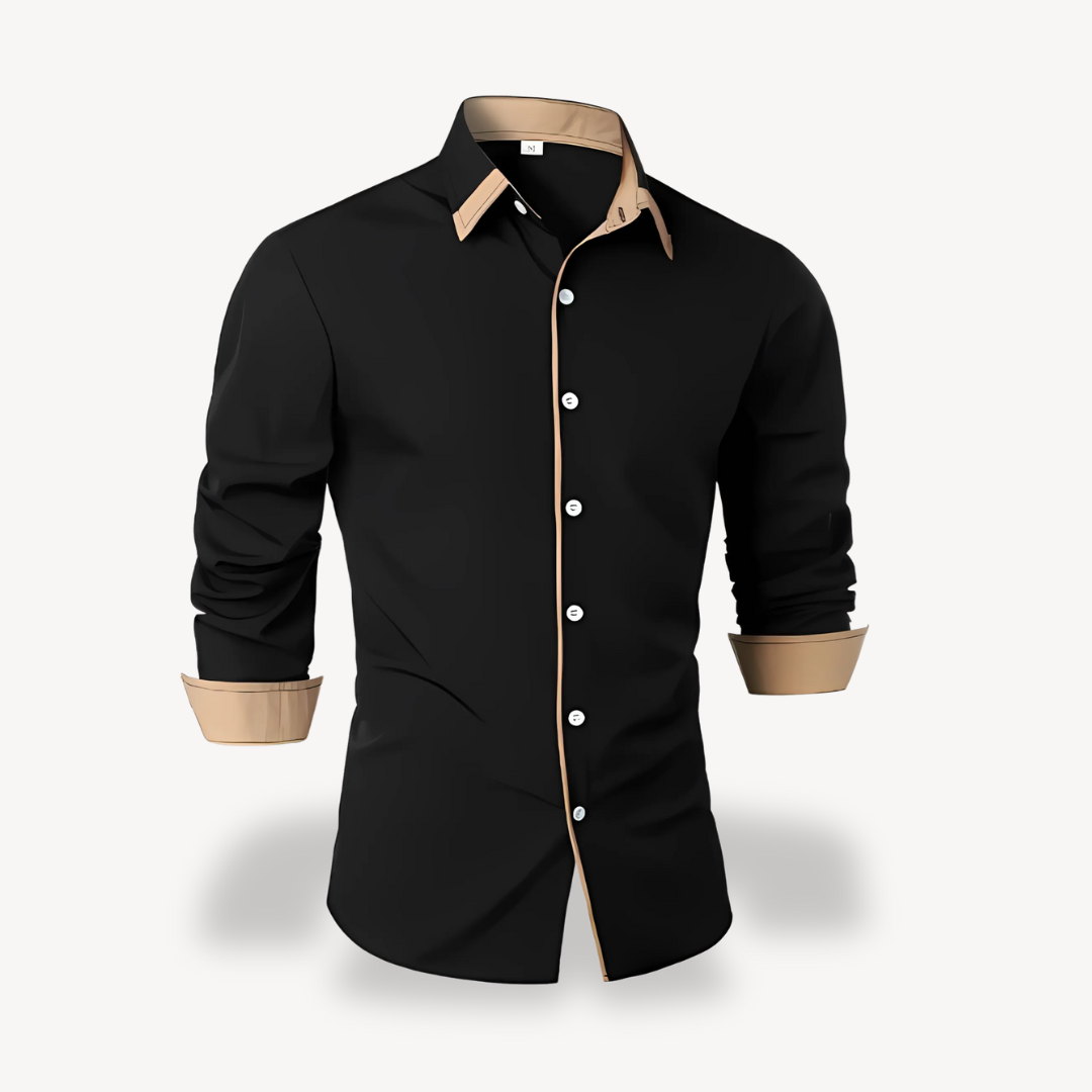 Clara Vienne | Men's Contrast Trim Long Sleeve Dress Shirt