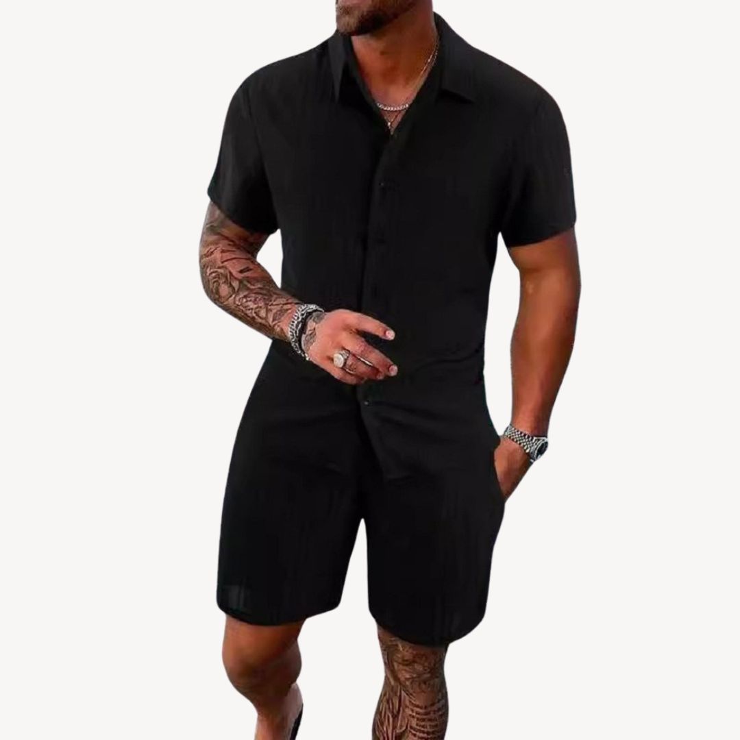 Clara Vienne | Men's Textured Linen Blend Short Set