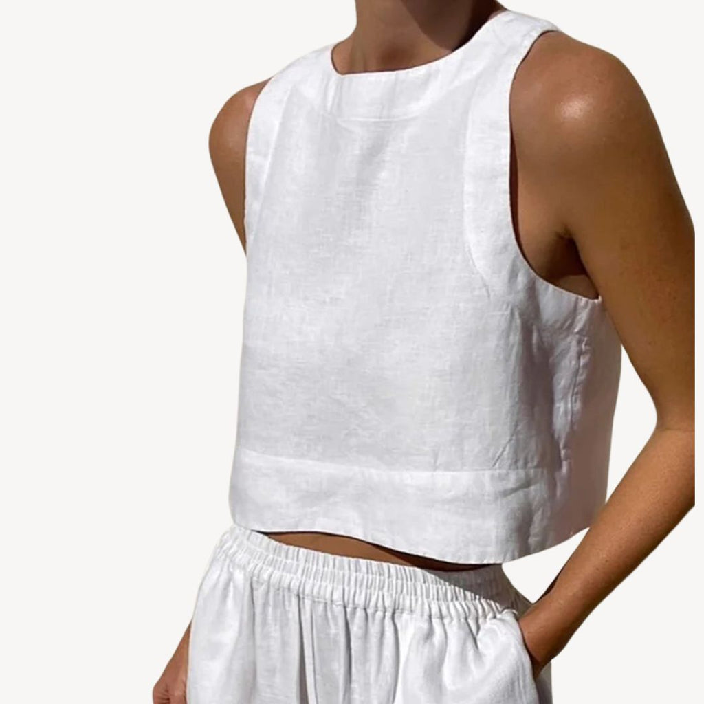 Linen Sleeveless Tank Wide Leg Set Women | Clara Vienne