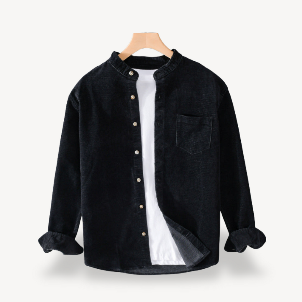 Corduroy Stand Collar Shirt for Men | Clara Vienne