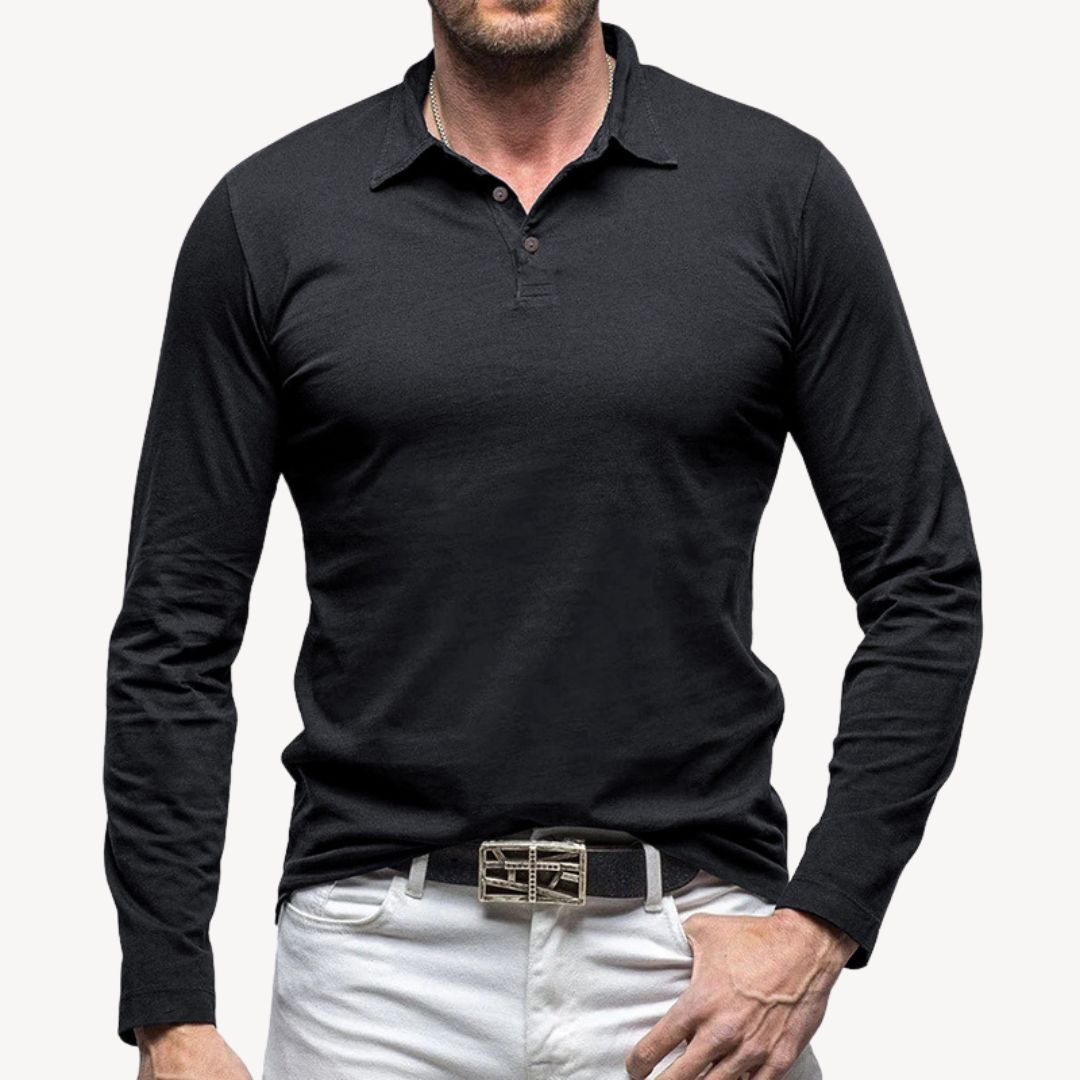 Cotton Long Sleeve Polo Shirt | Clara Vienne