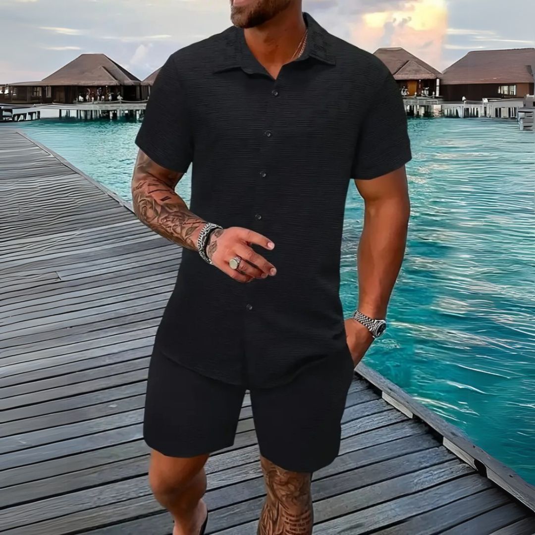 Linen Short Sleeve Shirt Shorts Men | Clara Vienne