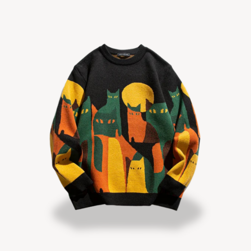 Clara Vienne | Men's Cotton Knitted Cat Sweater