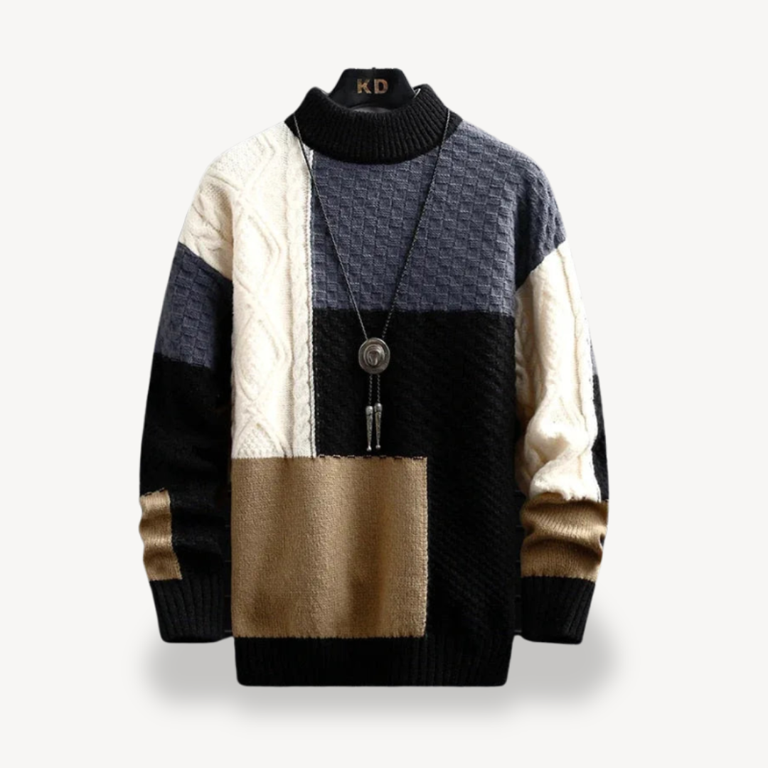 Color-Block Turtleneck Sweater for Men | Clara Vienne