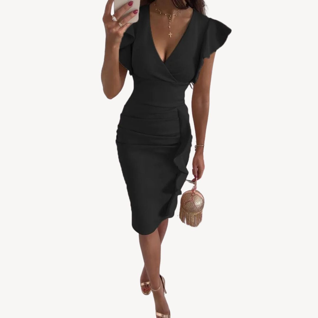 Clara Vienne | Ladies Ruffle Sleeve Bodycon Dress