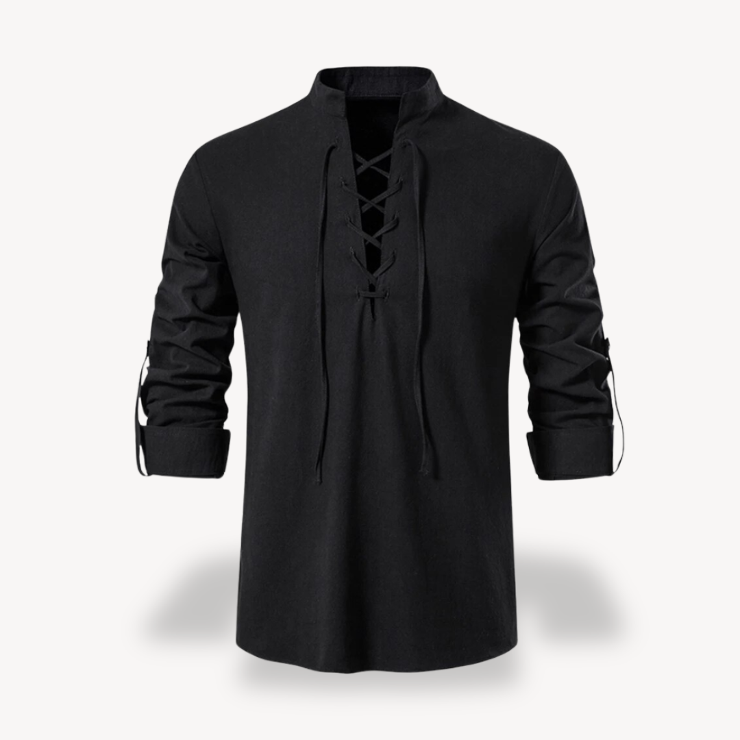 Clara Vienne | Men's Cotton Linen Lace-Up Shirt