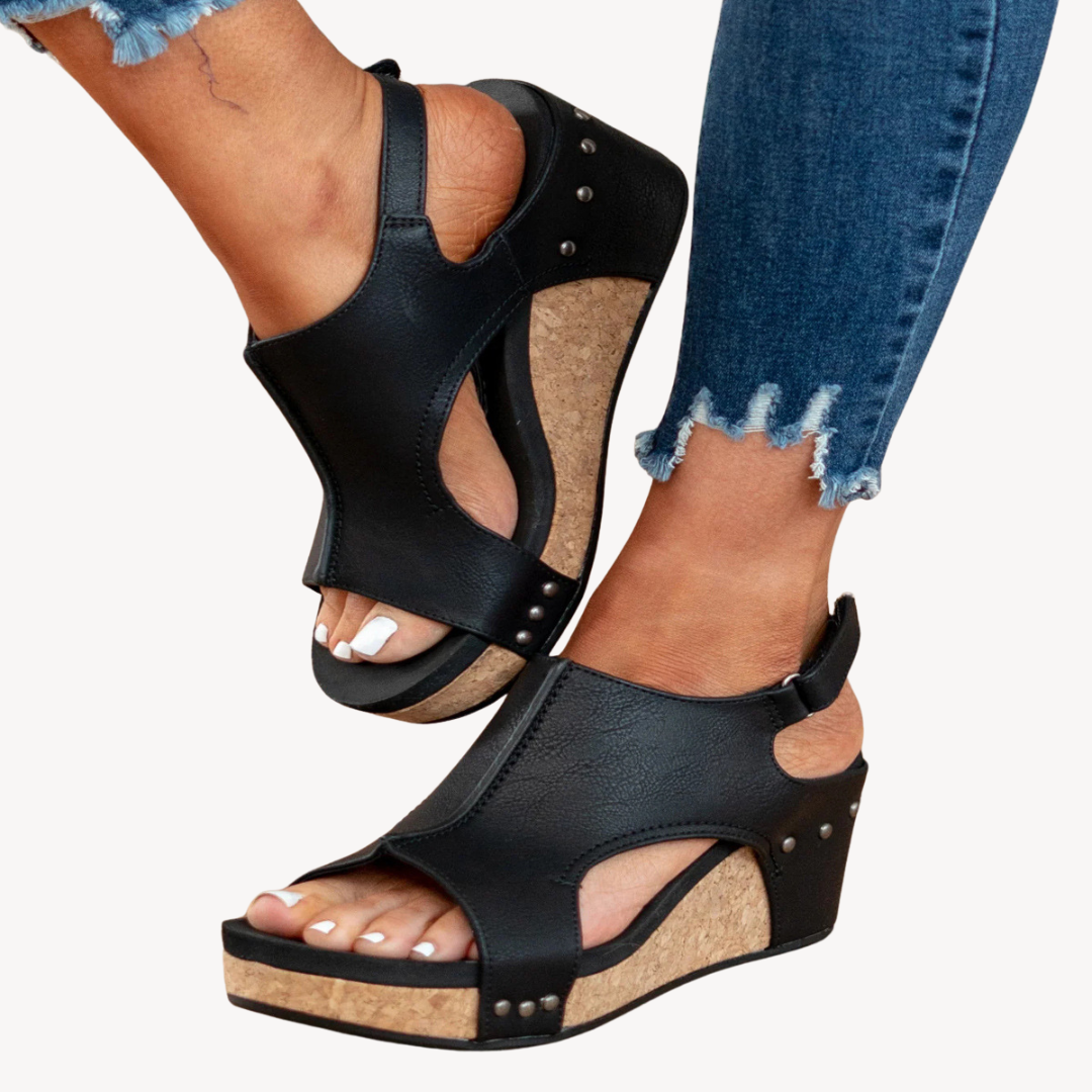 Clara Vienne | Women's Wedge Comfort Ankle Strap Sandals