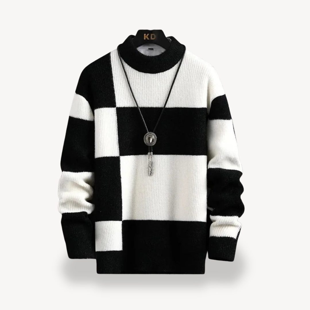 Men's Color Block Turtleneck Sweater | Clara Vienne