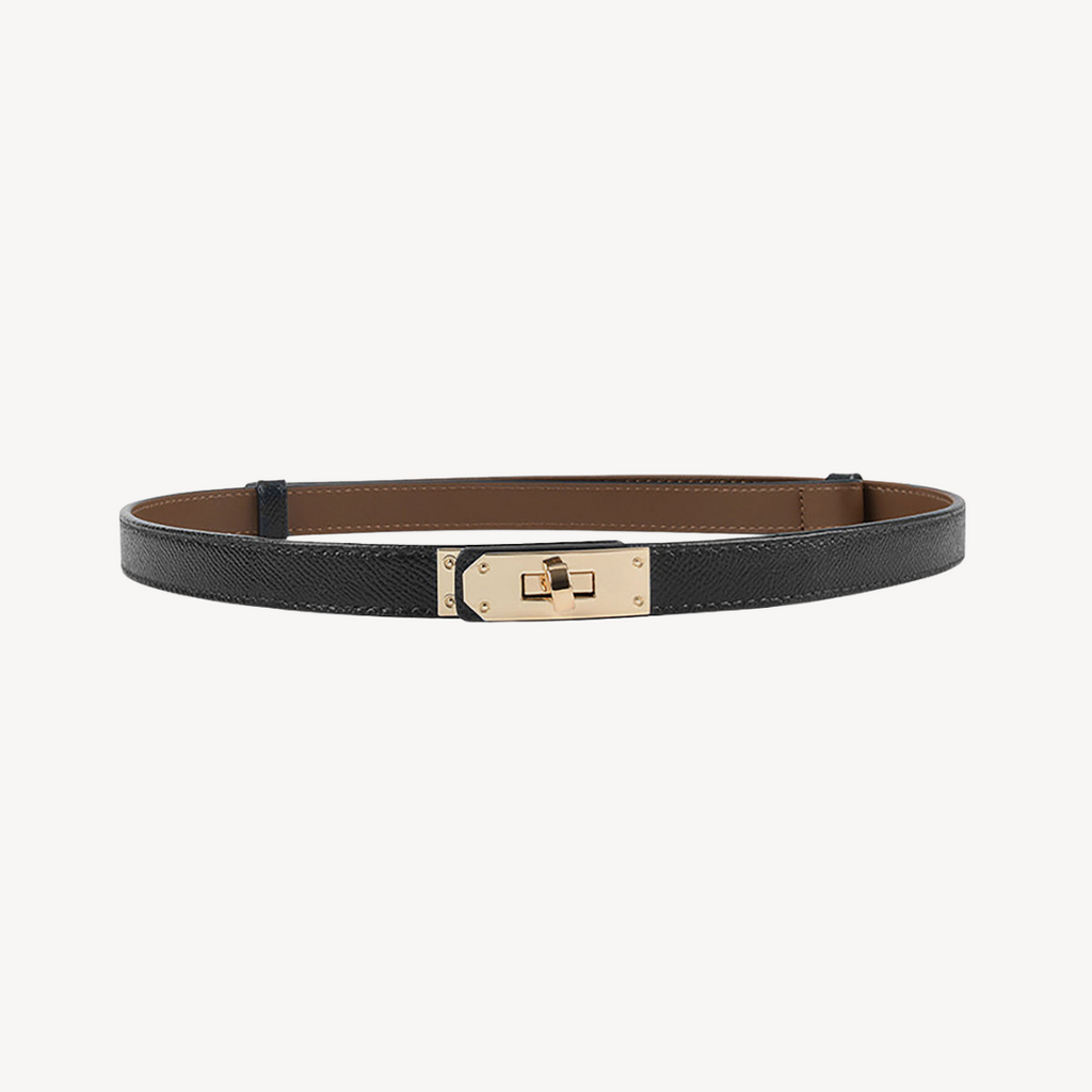 Faux Leather Belt with Gold Buckle for Women | Clara Vienne