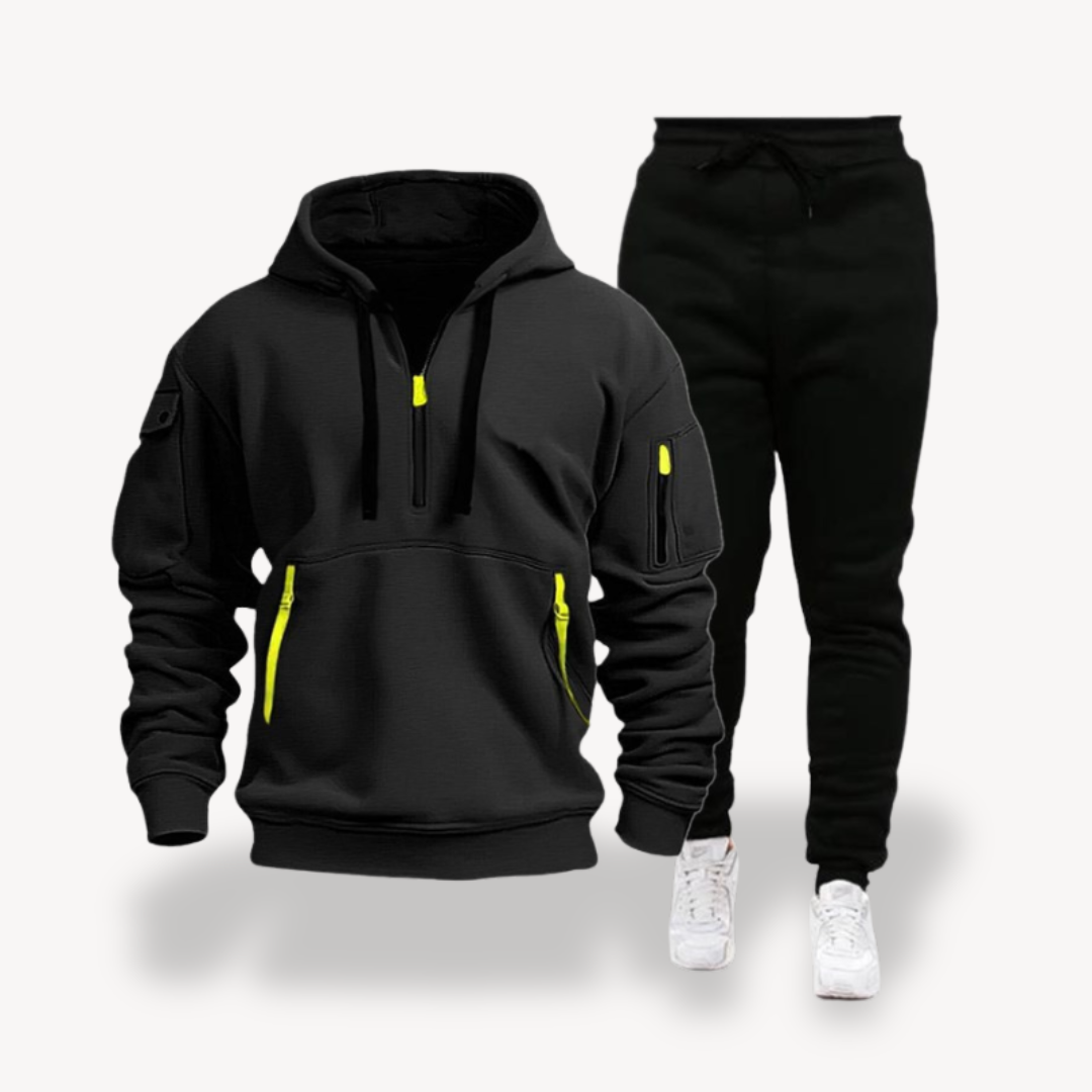 Clara Vienne | Men's Black Tech Fleece Tracksuit – Hoodie & Joggers