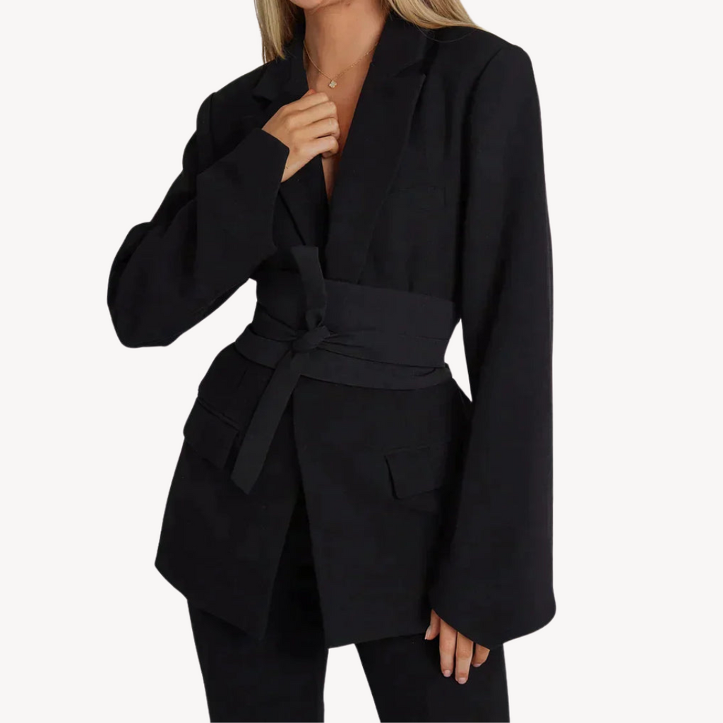 Clara Vienne | Women's Belted Blazer – Elegant Suit Jacket