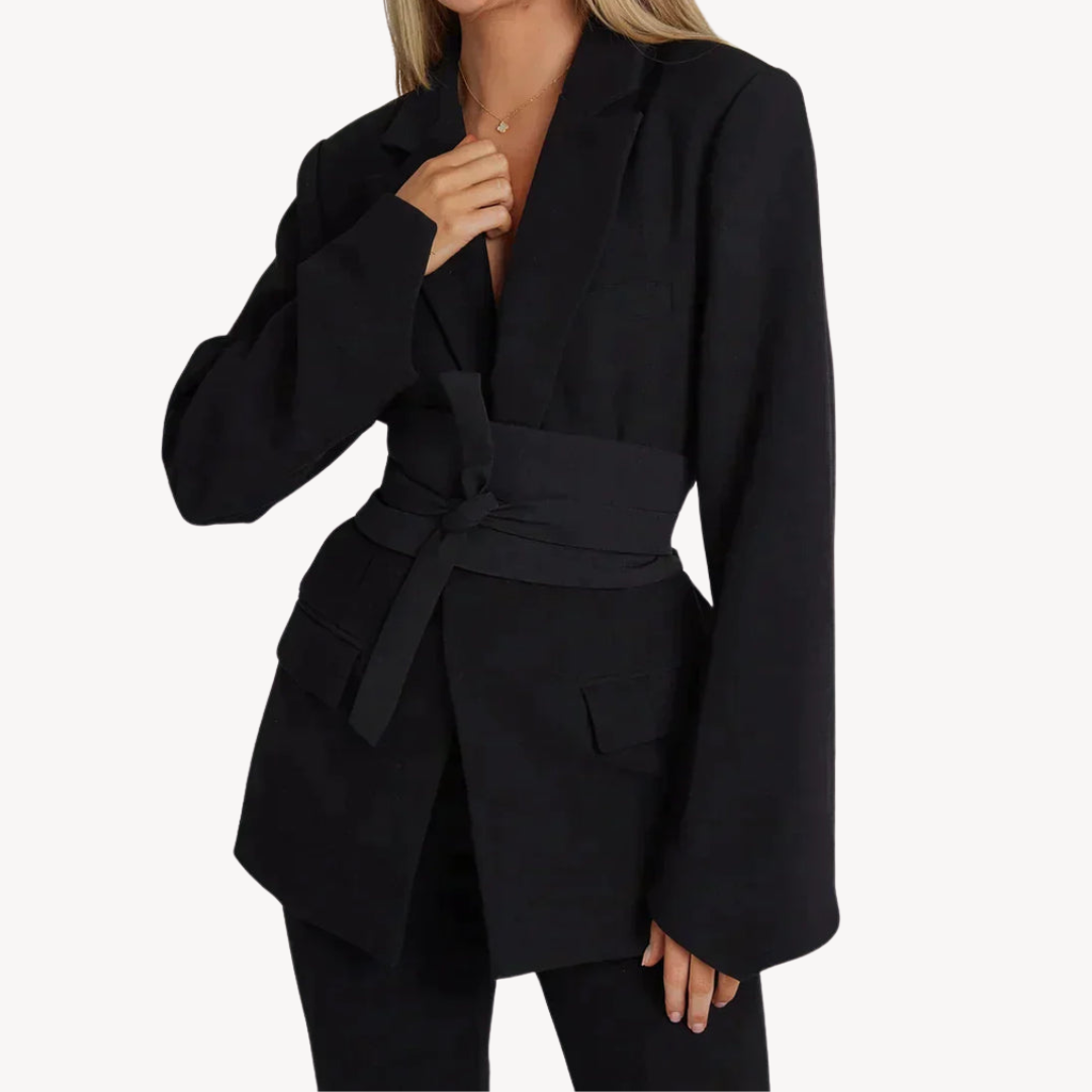 Clara Vienne | Women's Belted Blazer – Elegant Suit Jacket