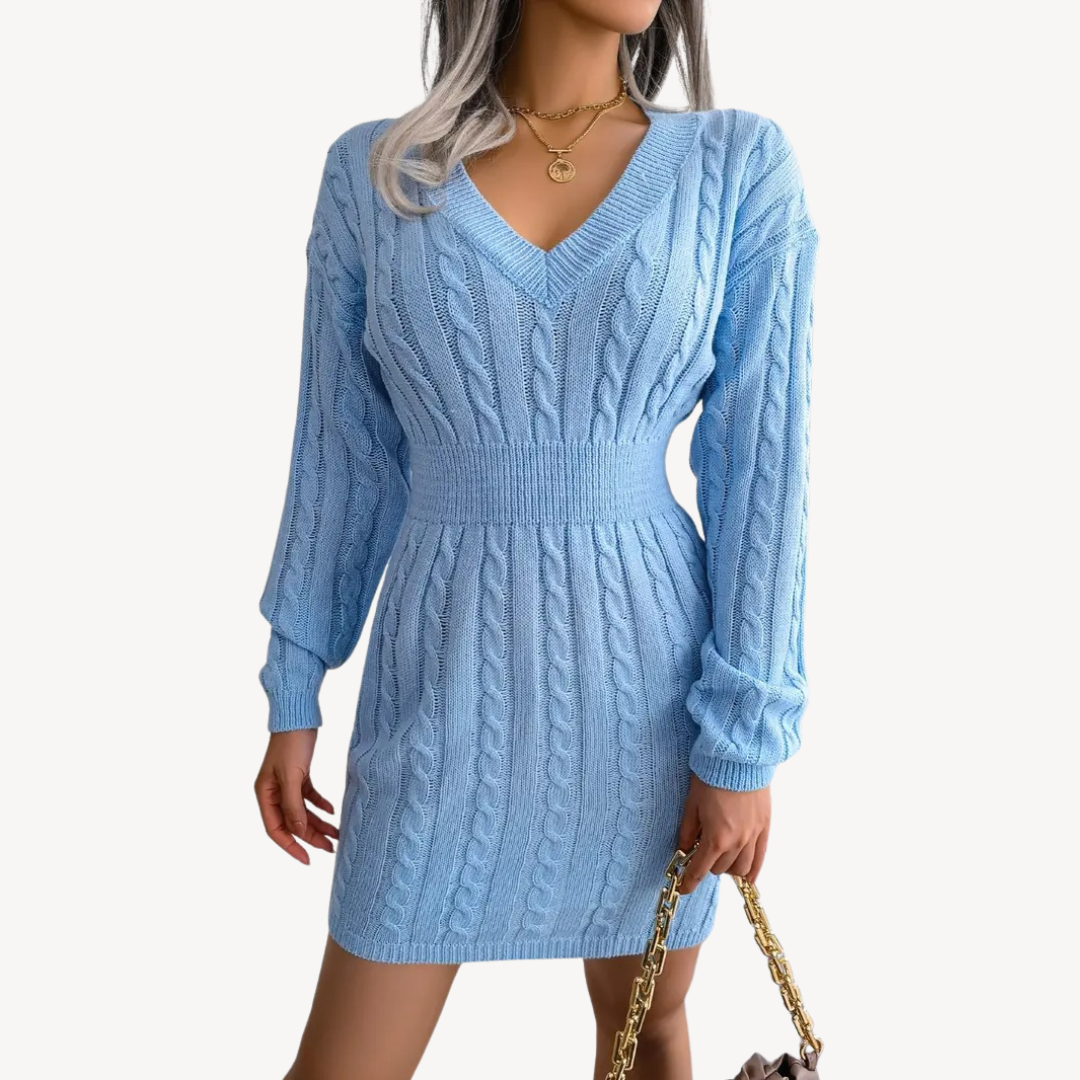 Cable Knit V-Neck Dress | Clara Vienne