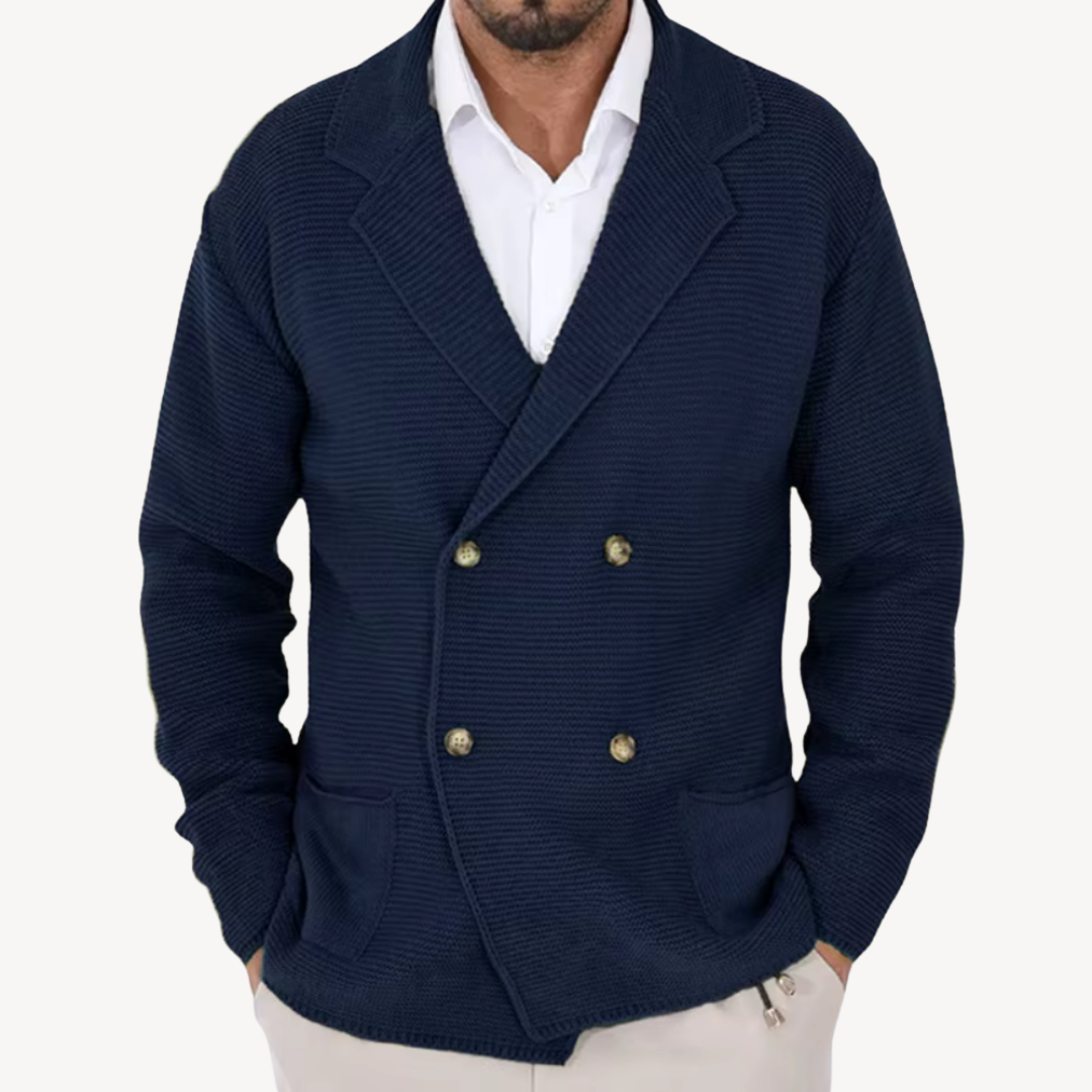 Double-Breasted Knit Cardigan for Men | Clara Vienne