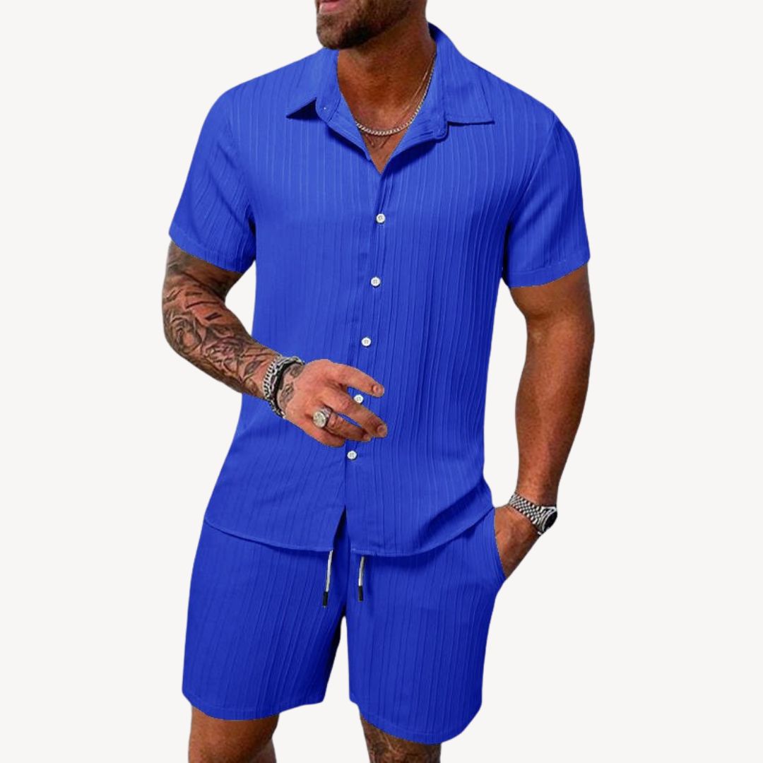 Clara Vienne | Men's Textured Linen Blend Short Set